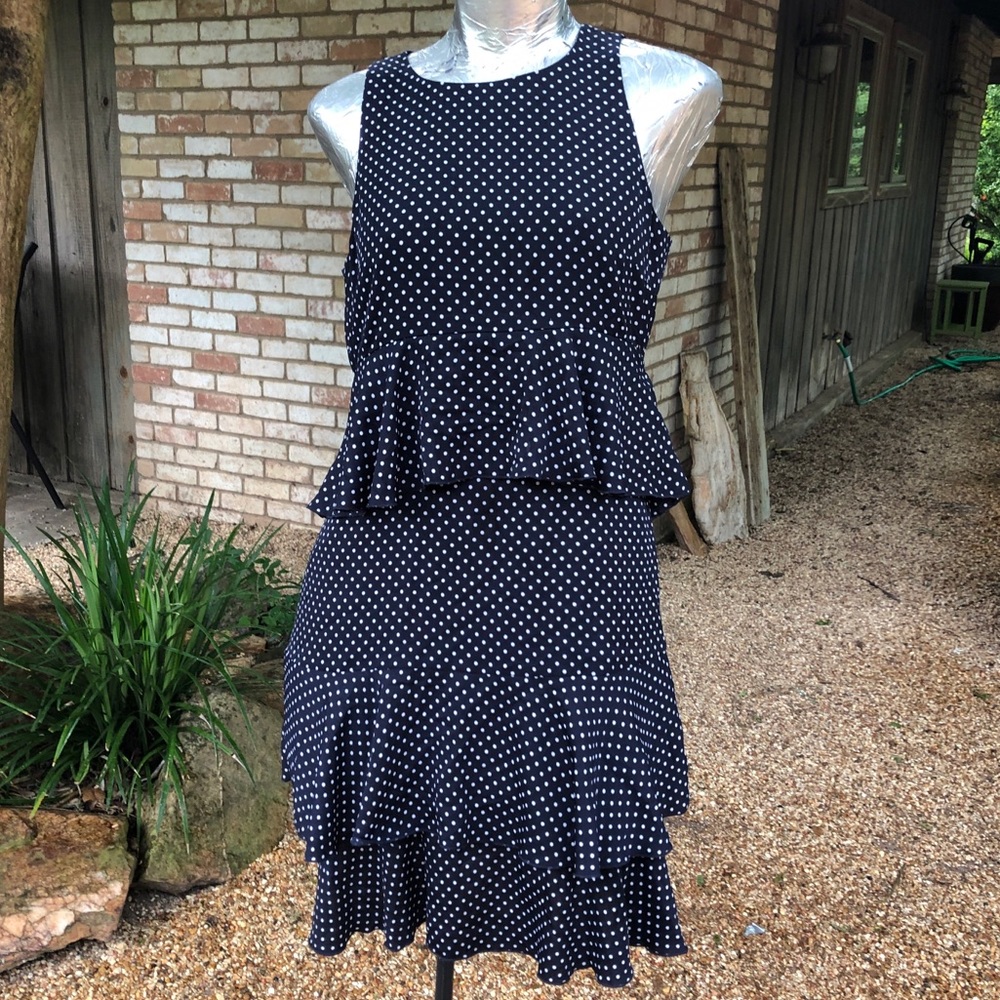 Ann Taylor sleeveless polka dot ruffled dress
